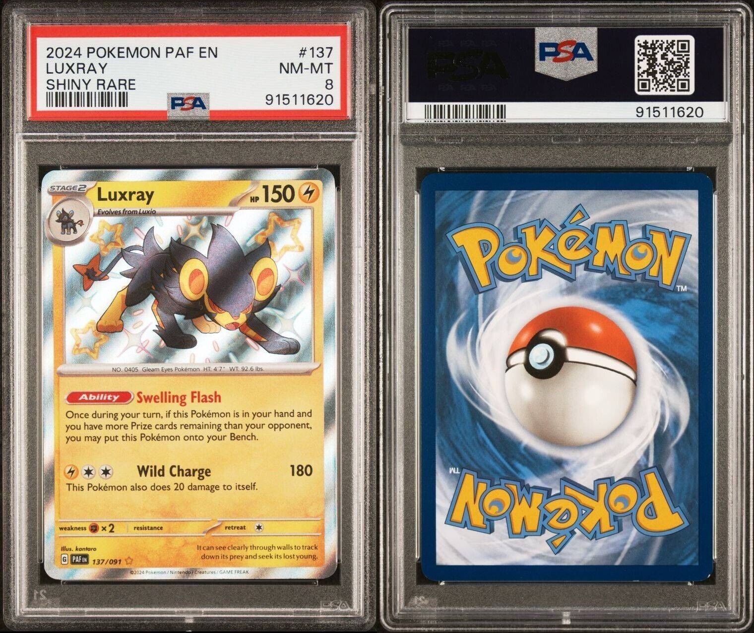 Pokemon Luxray 137/091 PSA 8 NM-MT Paldean Fates Shiny Holo Rare