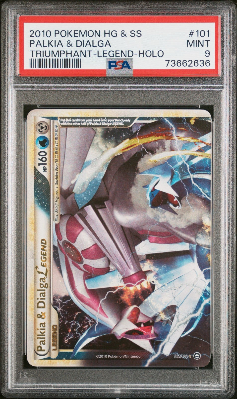 Pokemon Palkia & Dialga Legend 101/102 PSA 9 Mint HGSS Triumphant Holo 2010