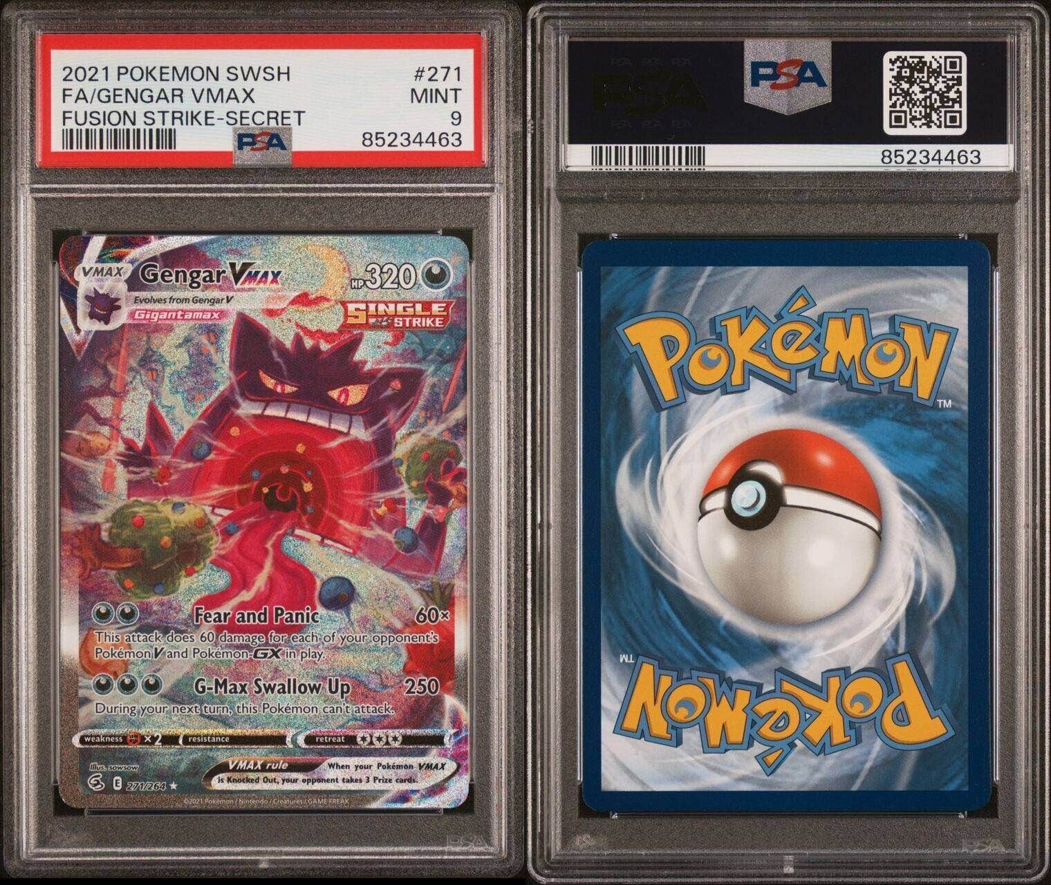 Pokemon Gengar VMAX 271/264 PSA 9 Mint Fusion Strike Alternate Art FA Secret