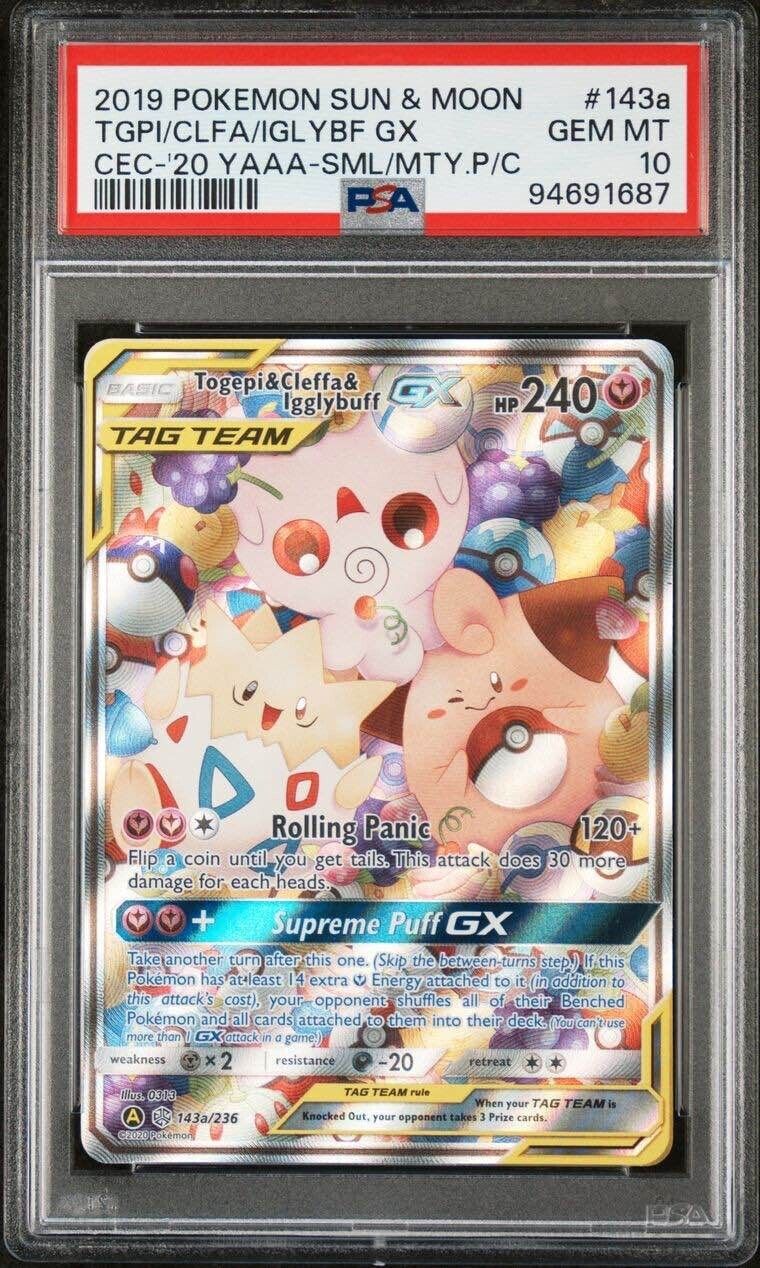 Pokemon Togepi/Cleffa/Igglybuff GX 143a/236 PSA 10 Gem Mint SM Alternate Art FA