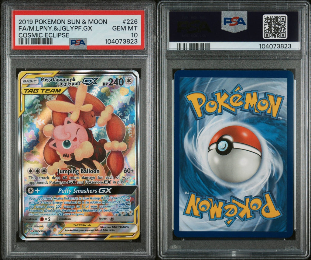Pokemon M Lopunny & Jigglypuff 226/236 PSA 10 Sun & Moon Cosmic Eclipse Full Art