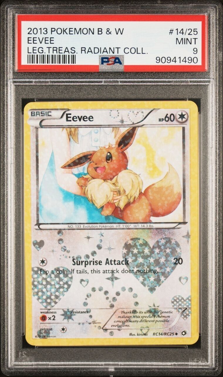 Pokemon Eevee RC14/RC25 PSA 9 Mint Legendary Treasures Radiant Coll. Reverse BW