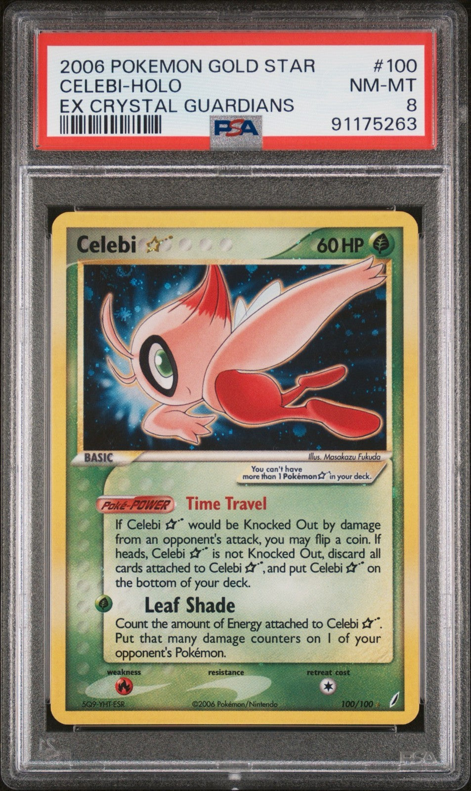 Pokemon Celebi Gold Star 100/100 PSA 8 NM-MT EX Crystal Guardians Holo Rare 2006