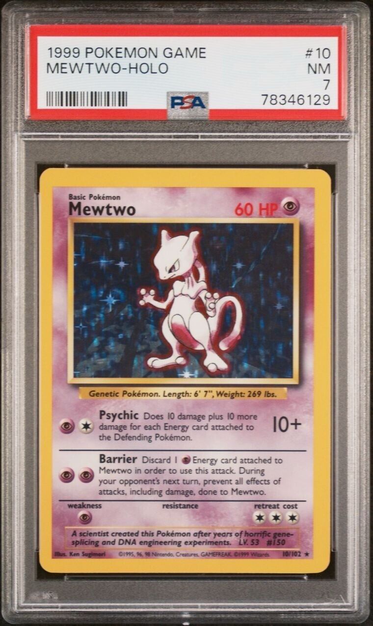 Pokemon Mewtwo 10/102 PSA 7 NM Base Set Unlimited Holo Rare 1999 WOTC