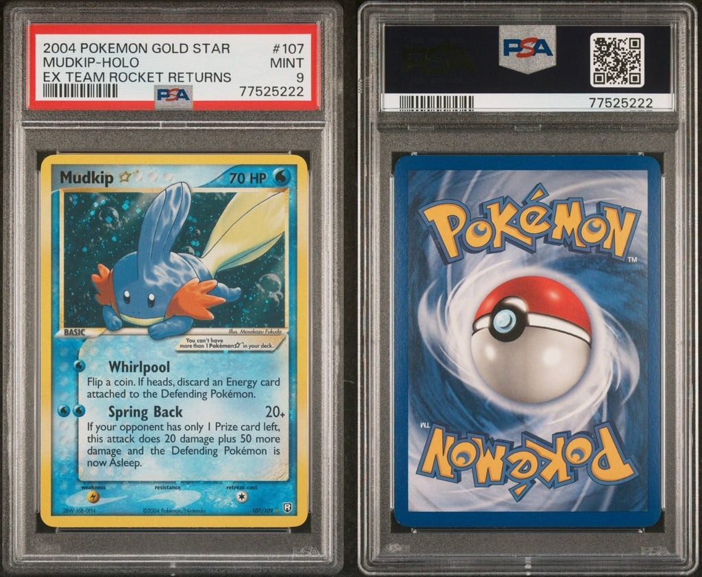 Pokemon Mudkip Gold Star 107/109 PSA 9 Mint EX Team Rocket Returns Holo Rare