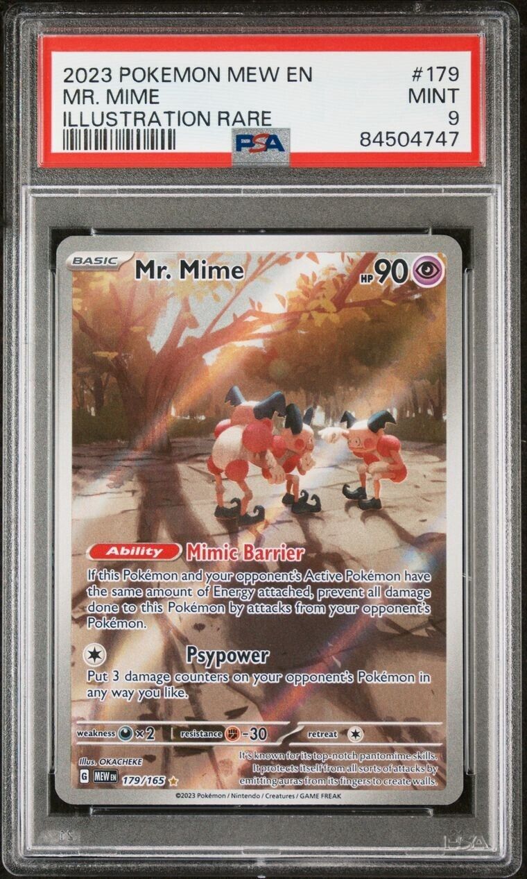 Pokemon Mr. Mime 179/165 PSA 9 Mint 151 Illustration Rare Mew EN