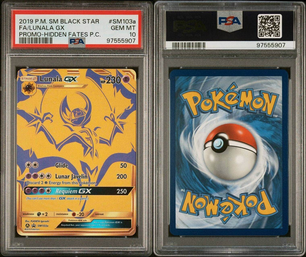 Pokemon Lunala GX SM103a PSA 10 Gem Mint Hidden Fates Black Star Promo FA Gold