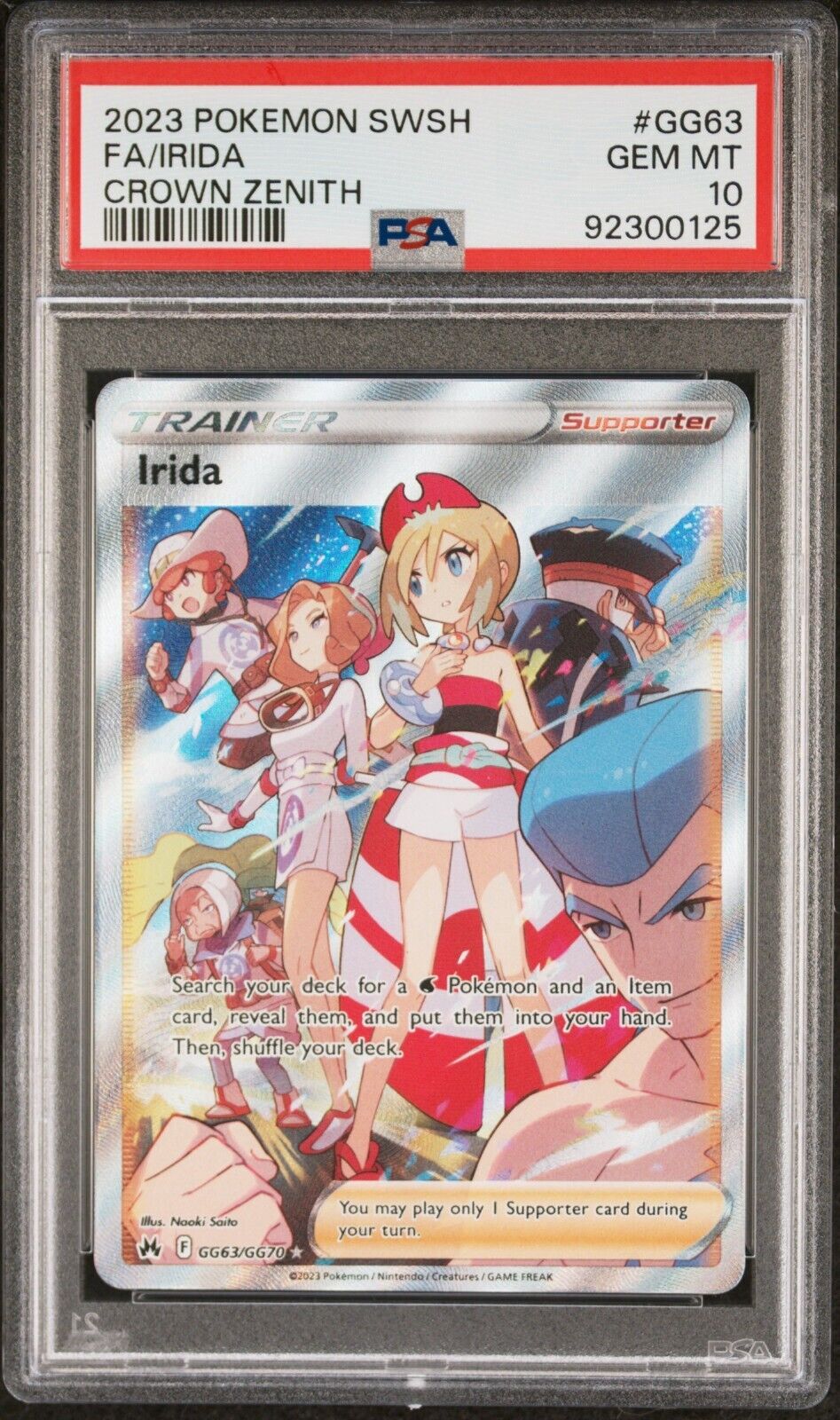 Pokemon Irida GG63/GG70 PSA 10 Gem Mint Crown Zenith Trainer Full Art Gallery
