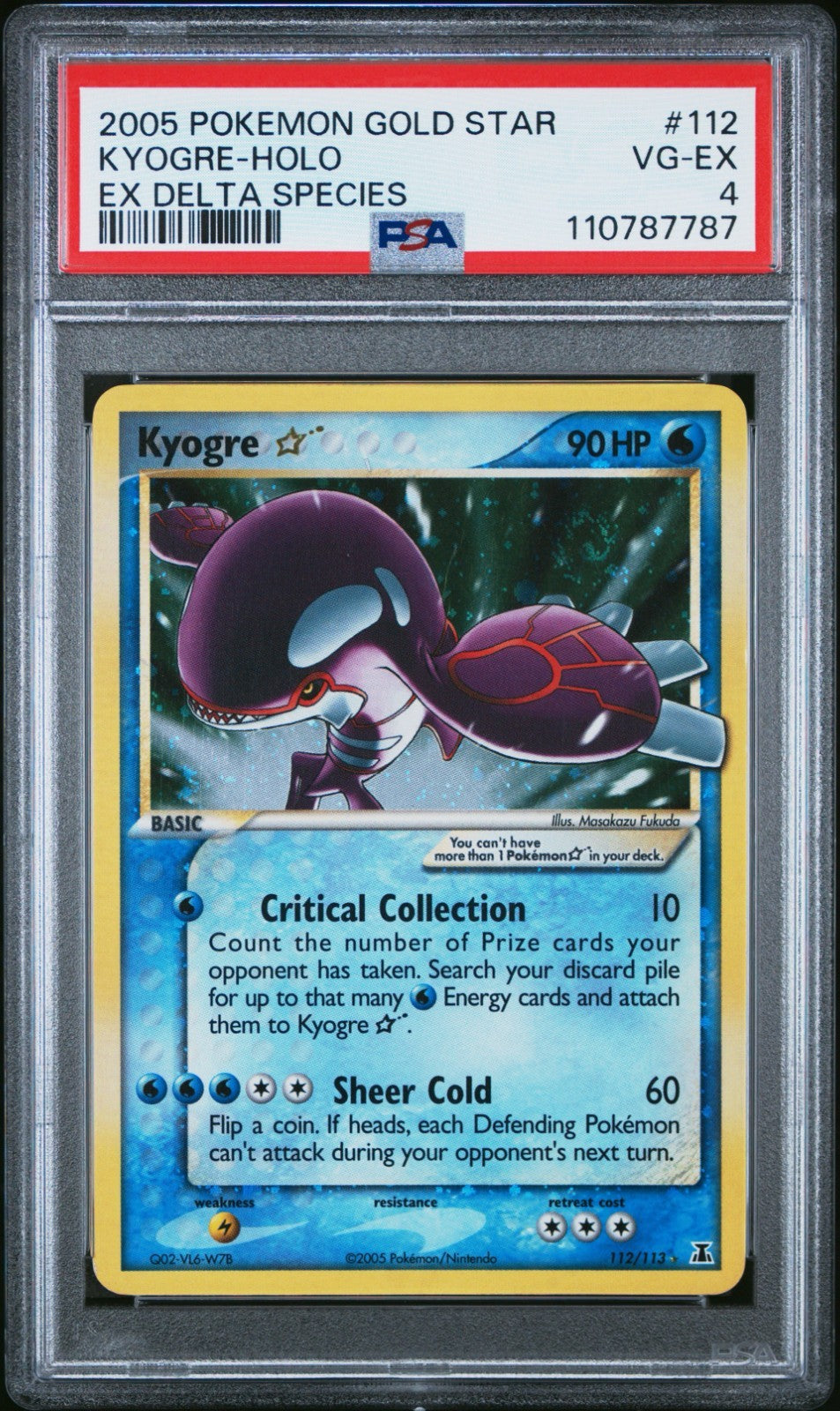 Pokemon Kyogre Gold Star 112/113 PSA 4 VG-EX EX Delta Species Holo Rare 2005