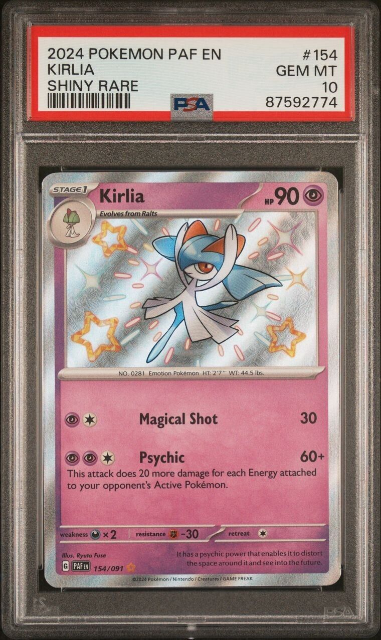 Pokemon Kirlia 154/091 PSA 10 Gem Mint Paldean Fates Shiny Holo Rare PAF EN