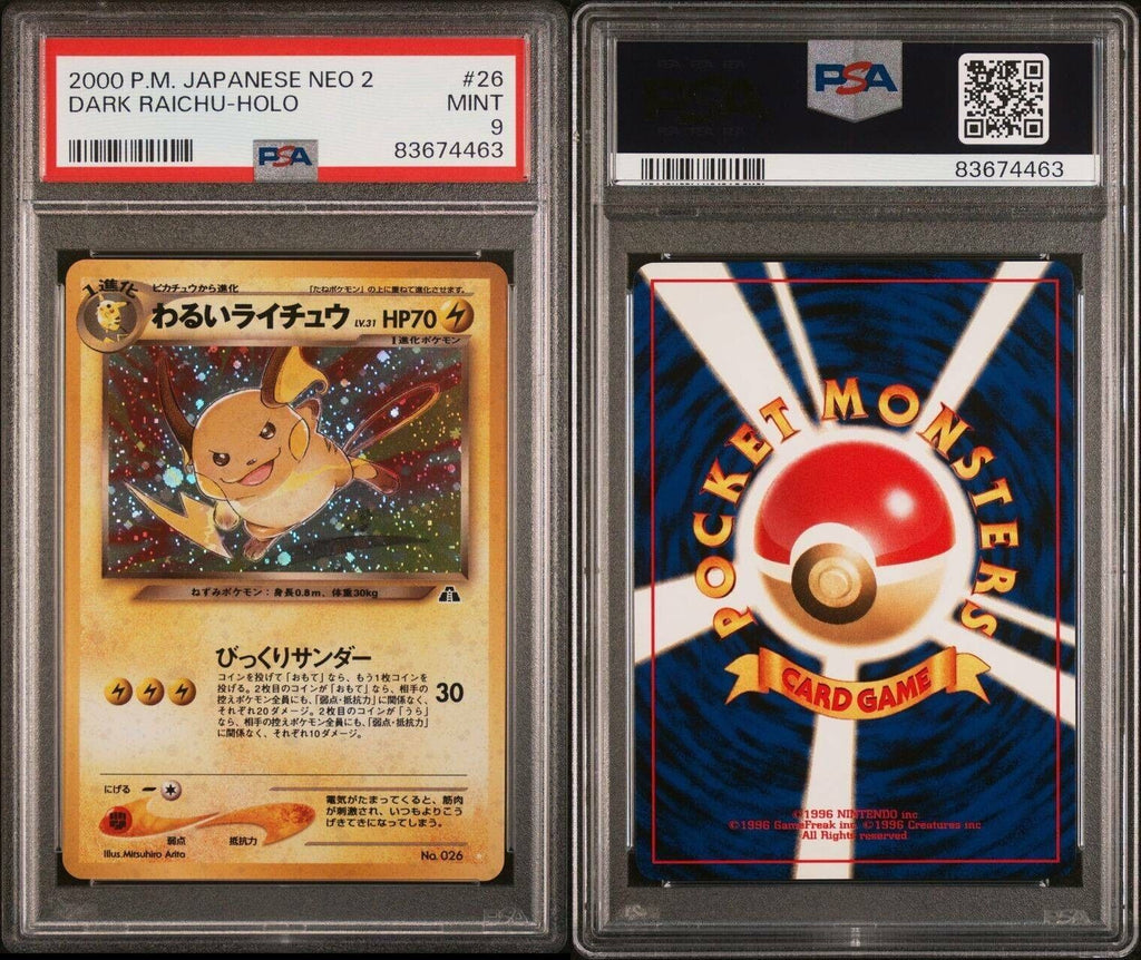 Pokemon Dark Raichu No. 26 PSA 9 Mint Japanese Neo Discovery Holo Rare Old Back