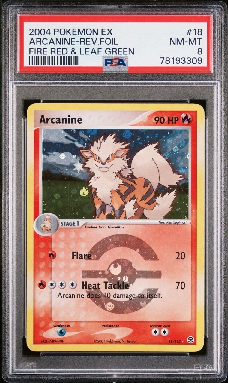 Pokemon Arcanine 18/112 PSA 8 NM-MT EX Fire Red Leaf Green Reverse Holo Rare