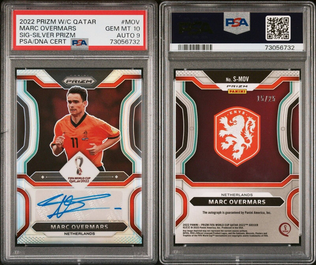 Panini Prizm Marc Overmars Auto 15/25 PSA 10 Gem Mint World Cup Qatar Silver Sig