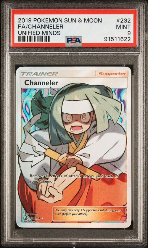 Pokemon Channeler 232/236 PSA 9 Mint Unified Minds Trainer Full Art FA