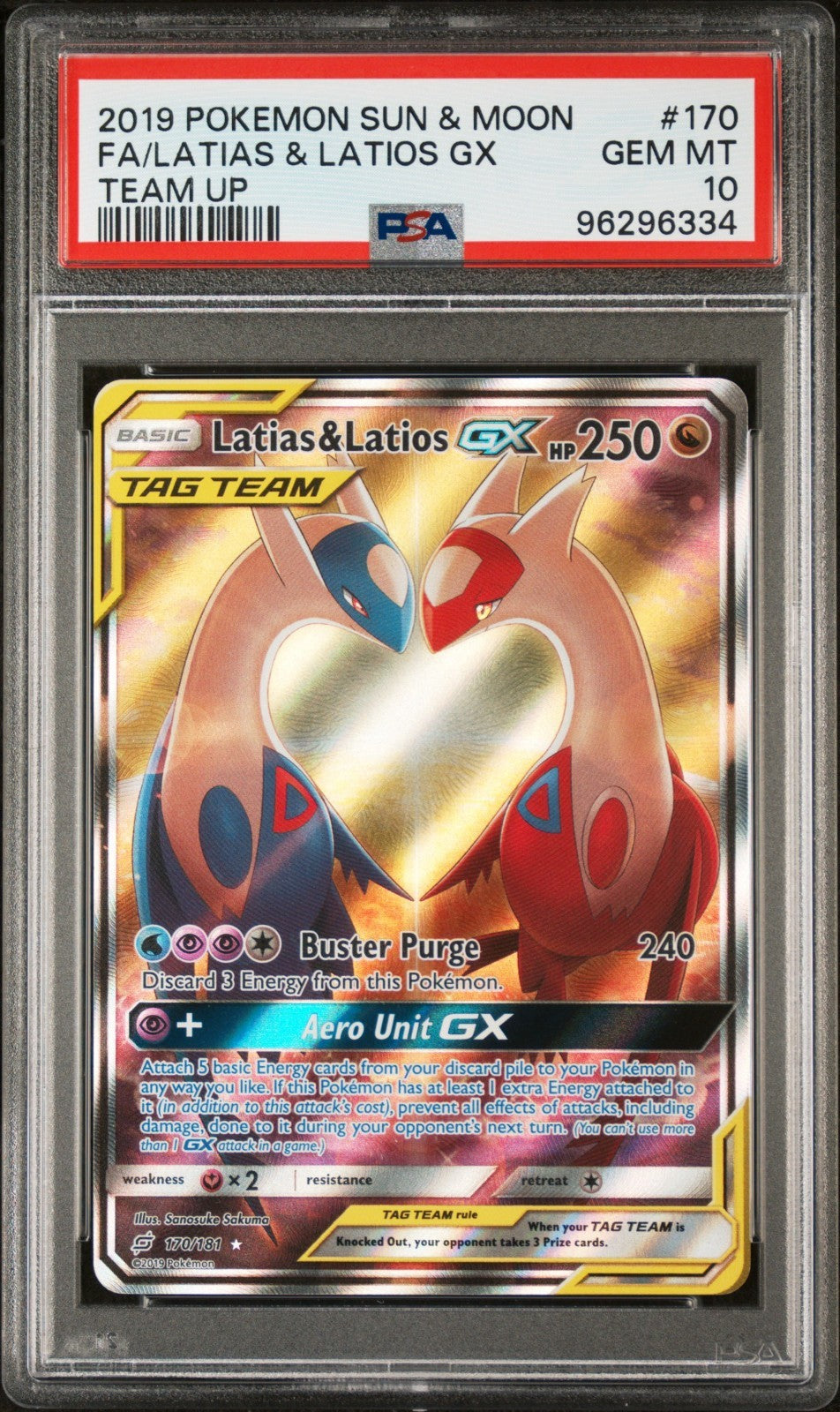 Pokemon Latias & Latios 170/181 PSA 10 Gem Mint SM Team Up Tag Team Alt Art FA